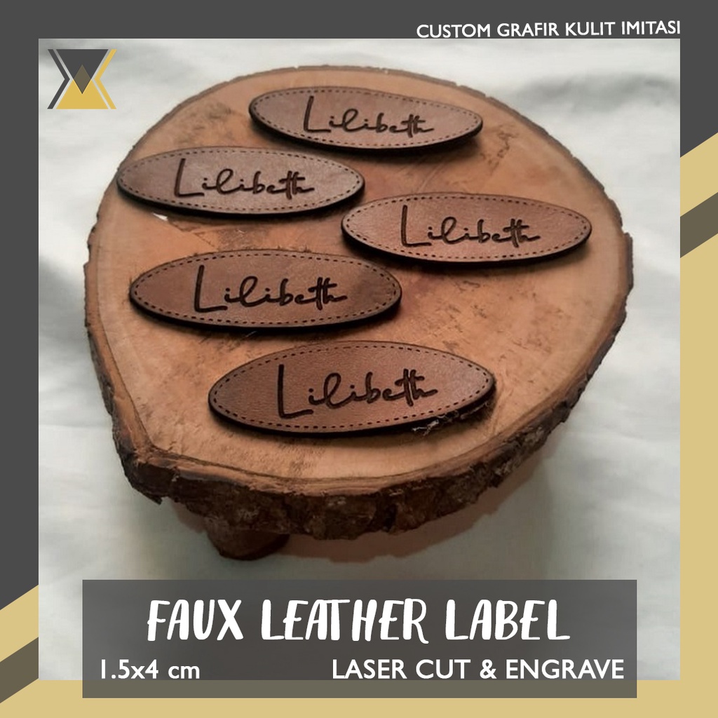 

Custom Grafir Logo Label Kulit Kulit Imitasi 1.5x4 cm