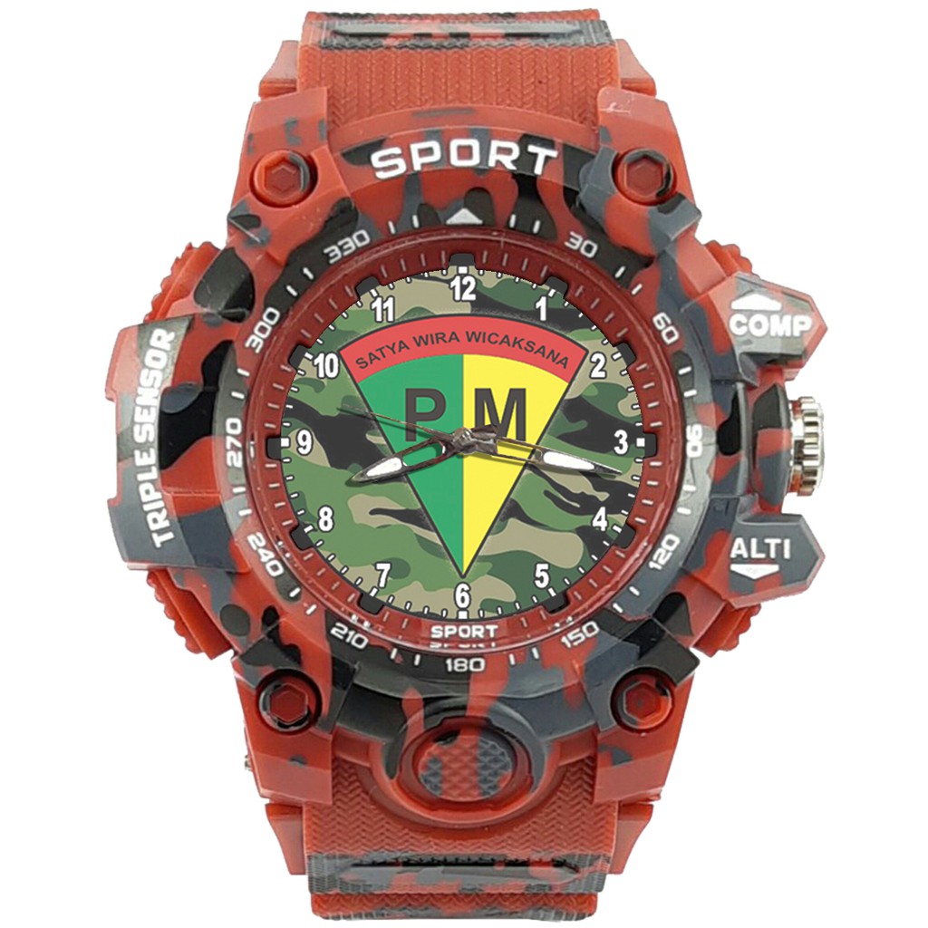 {Istimewa} Jam Tangan PM - POLISI MILITER 3 Merah Army Water Resistant