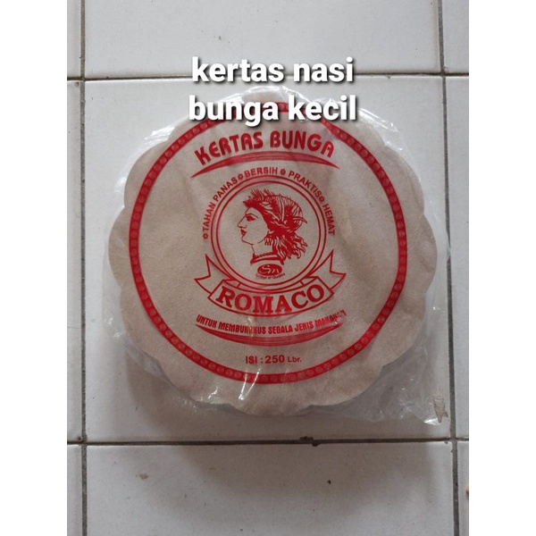 kertas nasi bulat bunga kecil. kertas nasi buat piring rotan