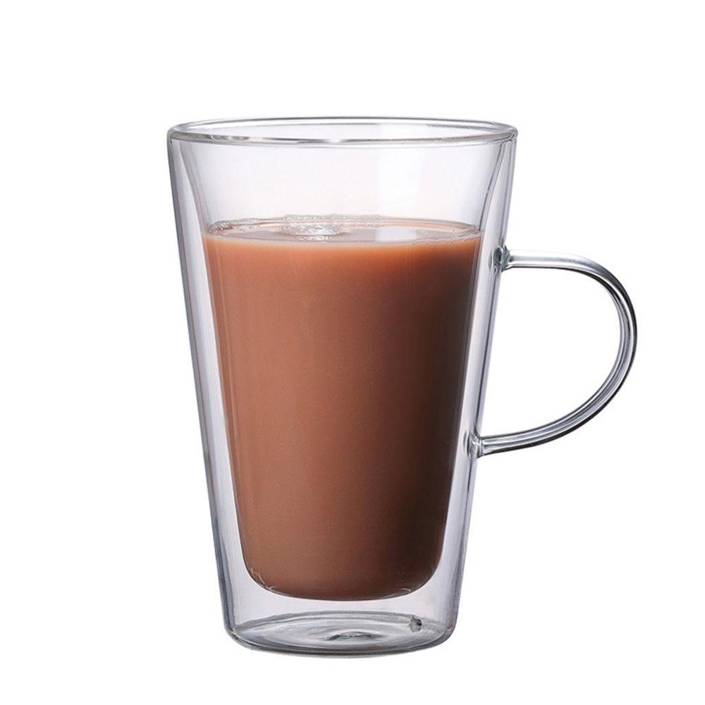 Lanfy Gelas Kaca Insulated Tahan Panas Sarapan Bening Unik Untuk Jus Susu Perlengkapan Minum Dapur Dengan Pegangan Tea Cup