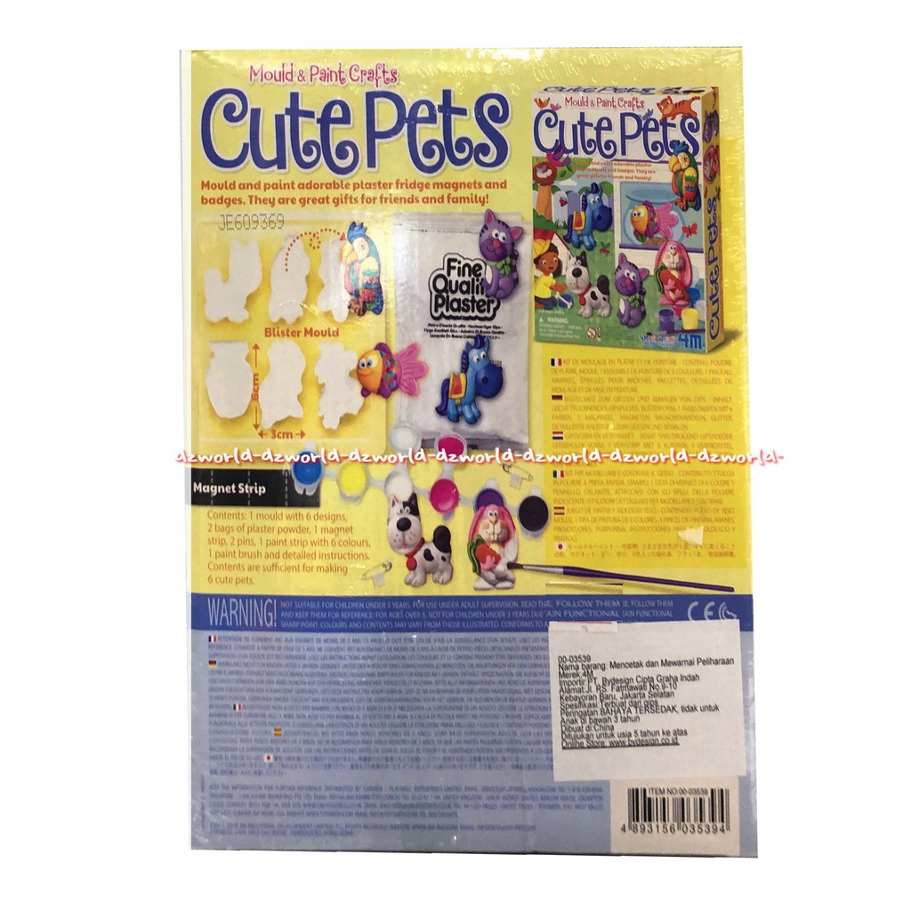 4M Cute Pets Mould Paint Crafts Mainan Keramik Menghias Mewarnai Hewan Mainan Kerajian Tangan