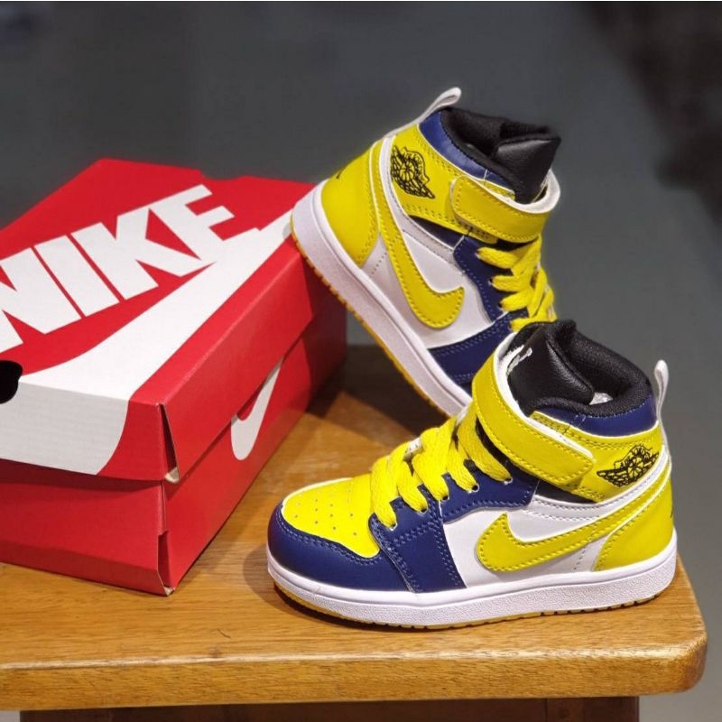 SEPATU ANAK BASKET BOOTS KUNING NAVY MURAH SEPATU ANAK LAKI DAN PEREMPUAN