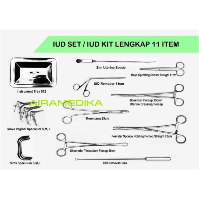 IUD Set 11 Item Paket Komplit Stainless Steel / IUD Kit Set 11 item Paket Lengkap Stainless