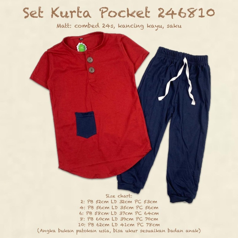 Setelan Kurta Pocket Pineapple Kids Original Super Premium Baju Muslim Koko Anak