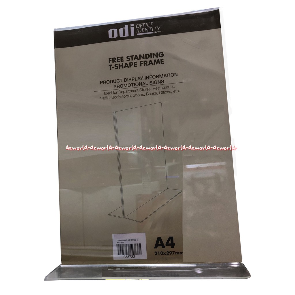 Odi office Identity Free Standing T Shape Frame Aklerik Bening A4 Akrilik