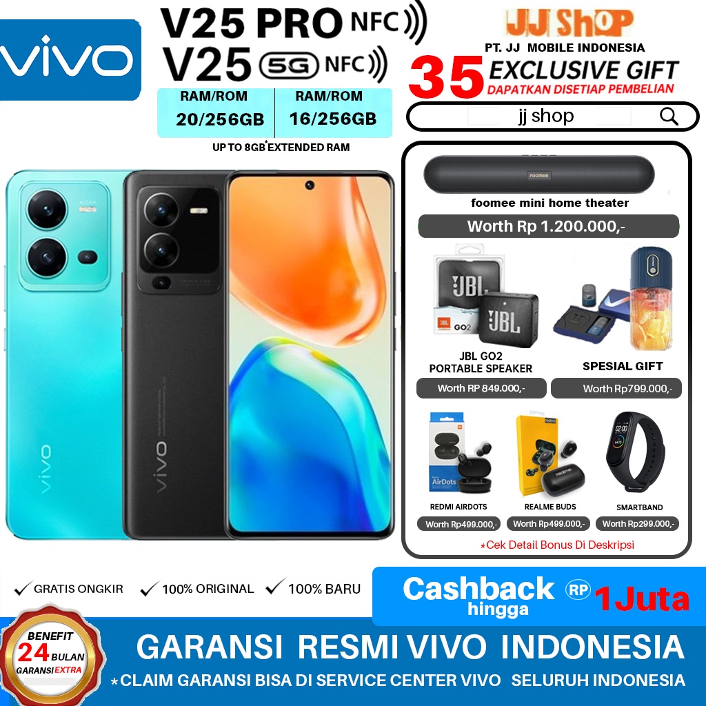 VIVO V27 5G - V25 PRO - V23 5G RAM 20GB 16GB 12GB 8GB ROM 256GB 128GB 20/256 16/256 12/256 8/256 12/128 8/128 GB  GARANSI RESMI VIVO INDONESIA