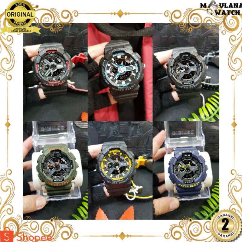 JAM TANGAN PRIA WANITA | RANTAI | KULIT | KARET | MURAH | PRIA [DIGITEC DUAL TIME DA-2021T] ORIGINAL
