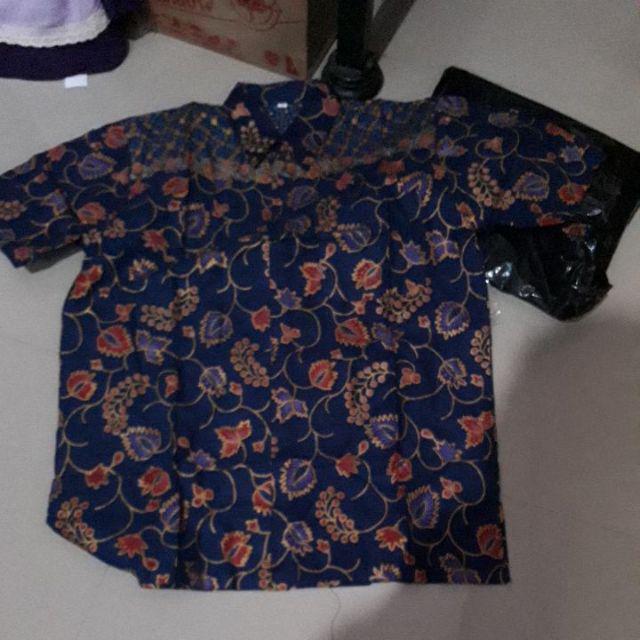 Kemeja Batik Lengan Panjang 021  Hem Batik Murah Seno Sogan Bakung Padi Manggar