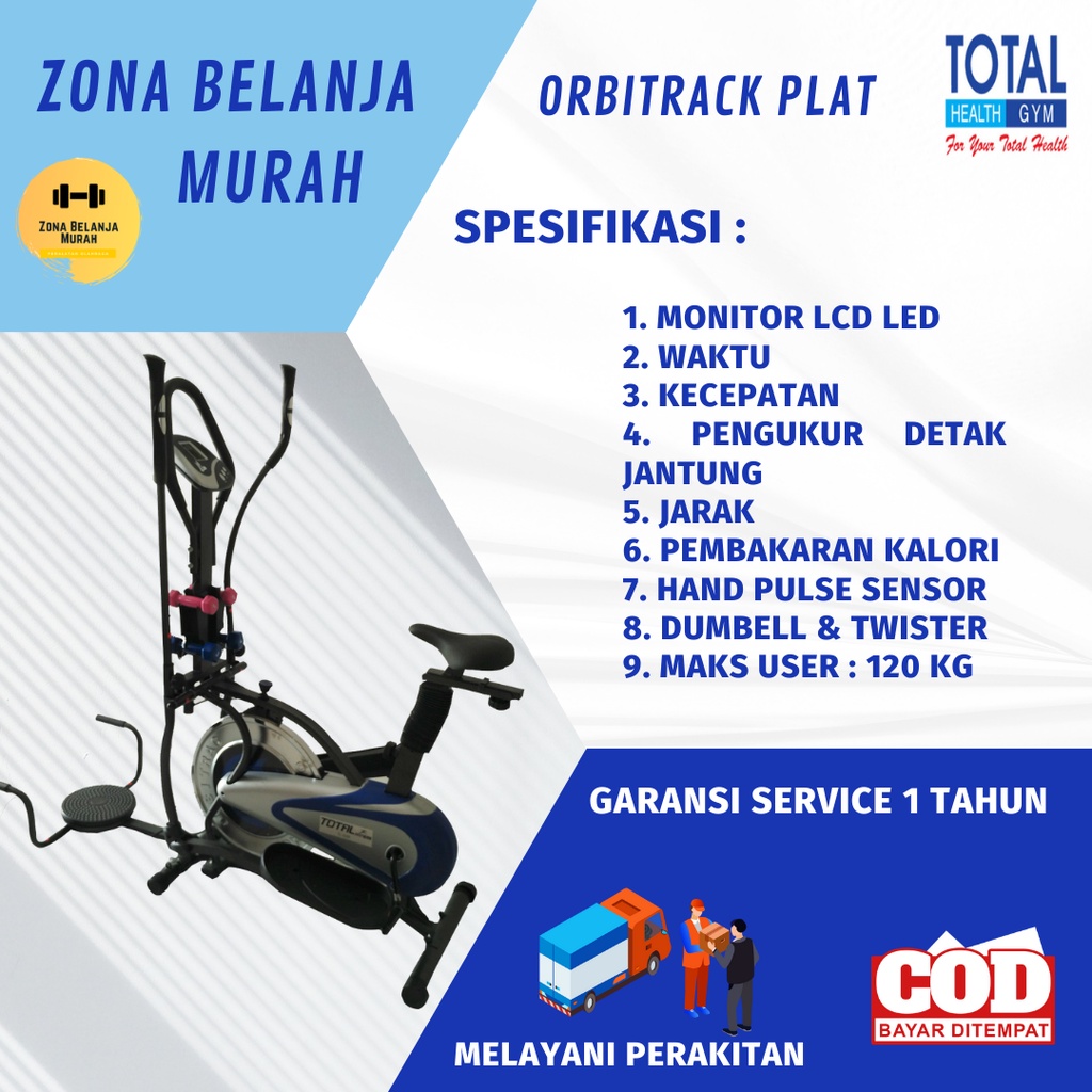 Alat Olahraga Fitness Sepeda Statis Total Gym Orbitrack Plat