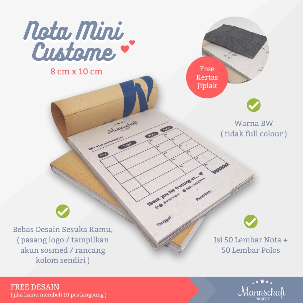 

[MANNSHPRO] Nota Penjualan Olshop Mini Custom