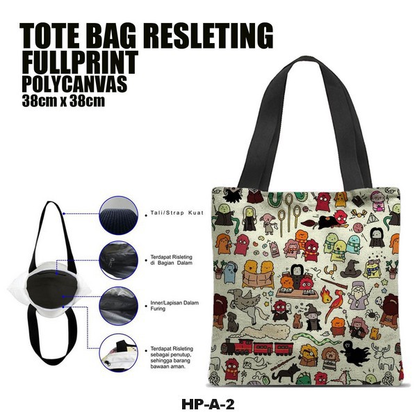 Tas / Tote Bag Polycanvas Full Print Resleting - Harry Potter Series.A