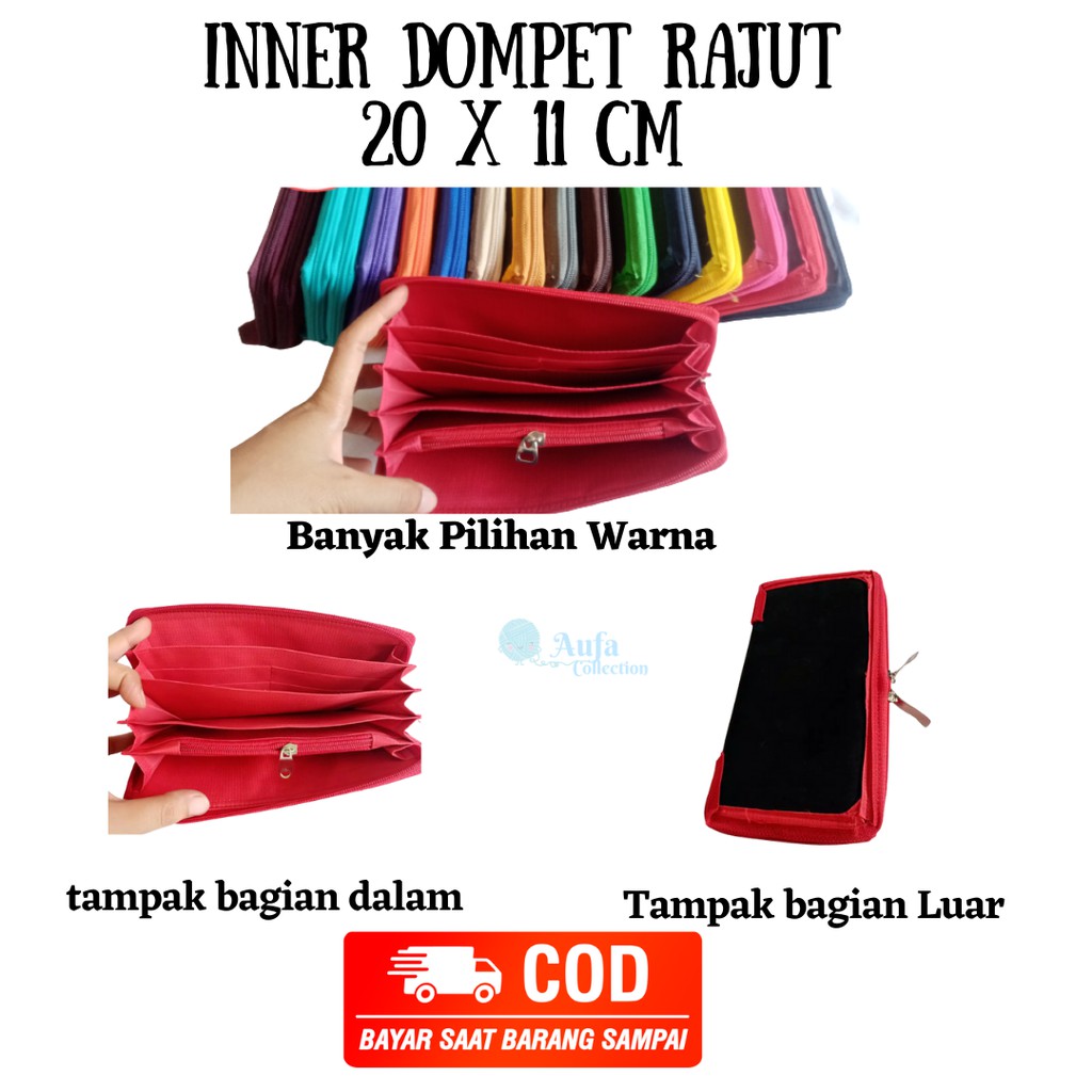 Inner dompet rajut Single Resleting 20x11 cm just inner