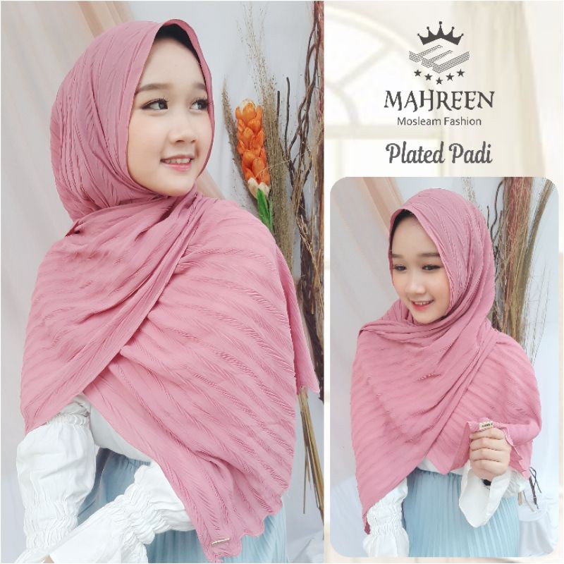 Tanpa Garis tengah pashmina plisket padi prisket padi  uk 180*75 zigzag ceruty babydoll