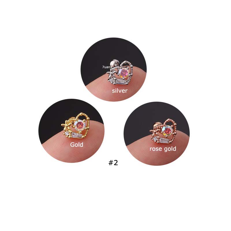 1 Piece 20Gauge Barbell Upper Lobe Earrings Helix Tragus Rook Piercing Stainless Steel Flower Star Heart Shape