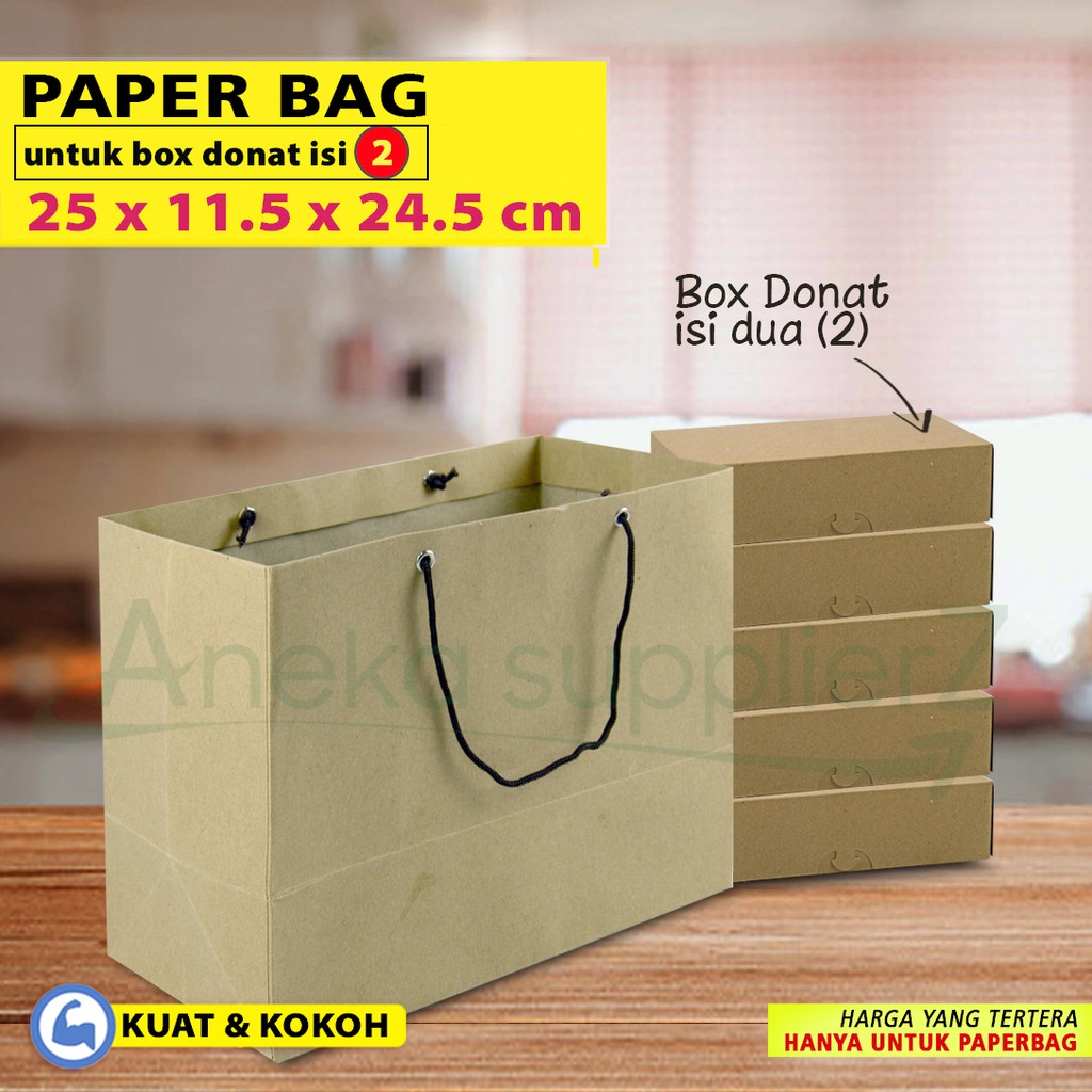 

Paper Bag untuk - Box Donat is 2 | 25x11.5x24.5 cm - COKLAT (20PC)