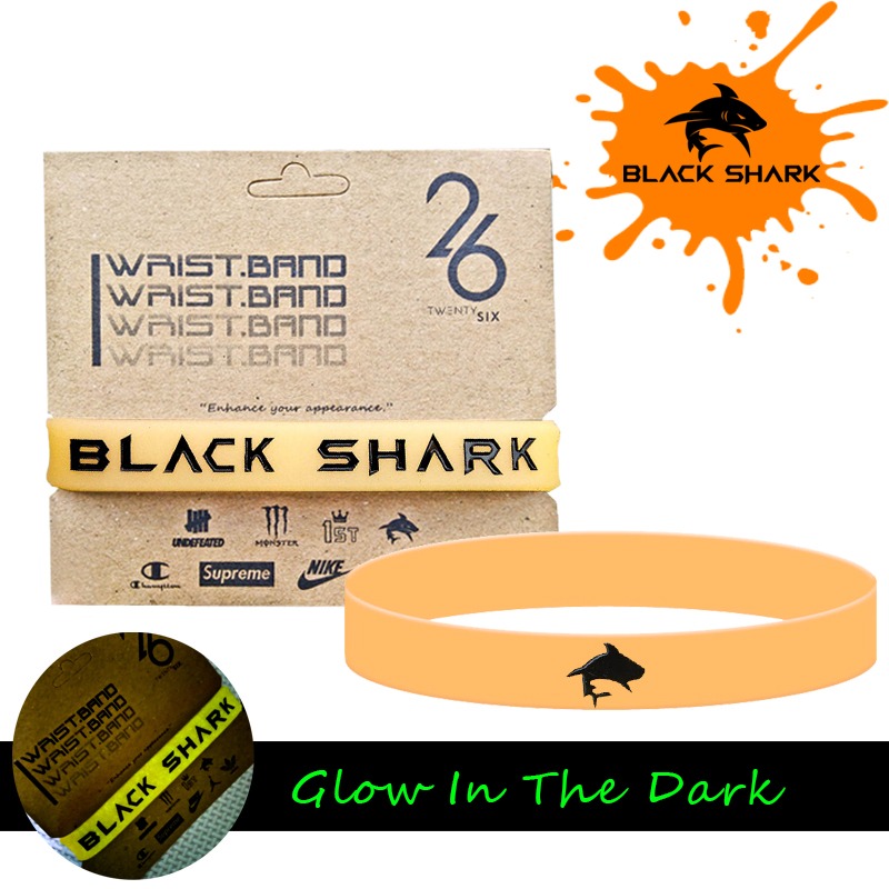 BLACK SHARK BRACELET GELANG KARET PRIA GAME SPORT S-ORANGE GLOW IN DARK