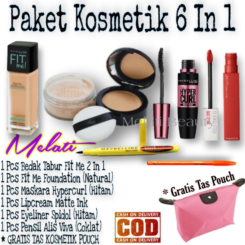 Make Up Set Maybelline 6 In 1 / Paket Kecantikan / Paket Kosmetik / Make Up Set Fit Me