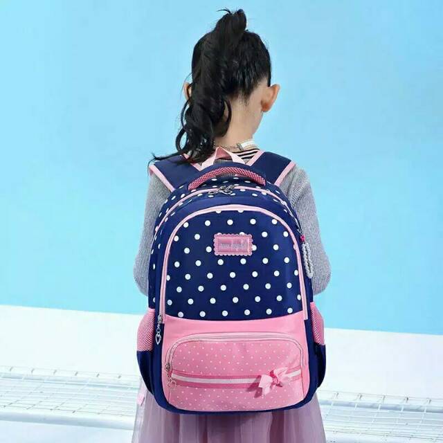 Tas sekolah motif/tas anak polkadot/ransel sekolah wanita