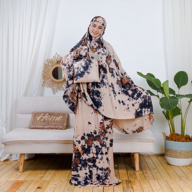 MUKENA DEWASA RAYON MOTIF TIE-DYE / MUKENA BALI DEWASA TIEDYE HANDMADE