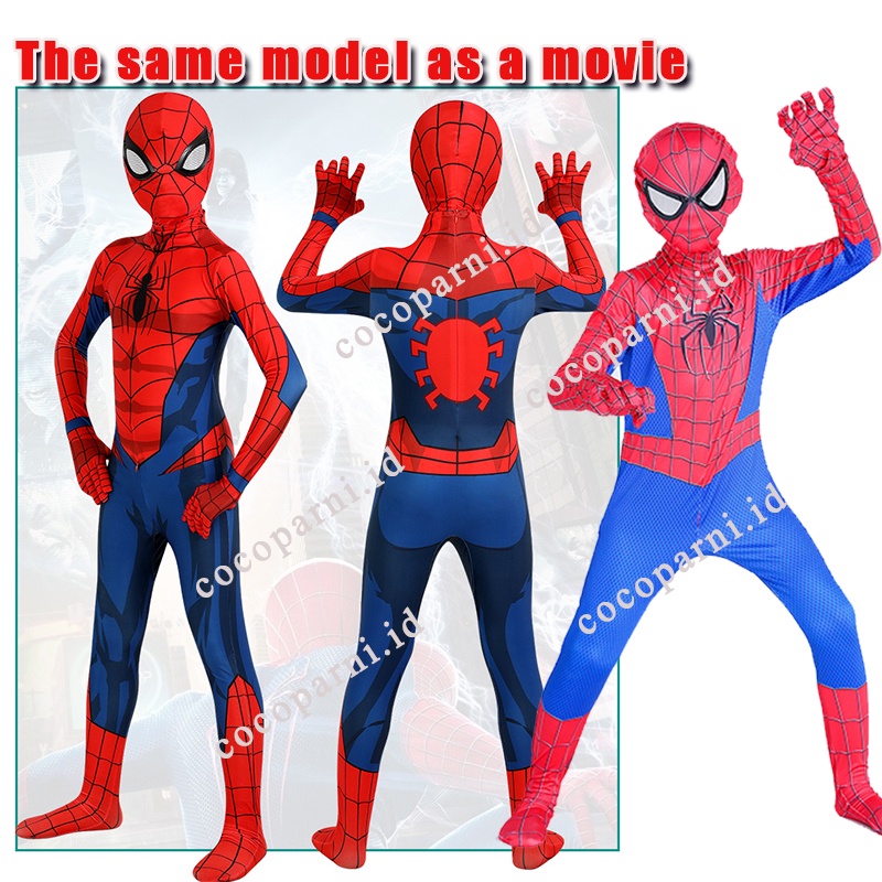 Voucher Shoee Halloween COS Amazing Spider-Man KOSTUM ANAK Jumpsuit + Topeng