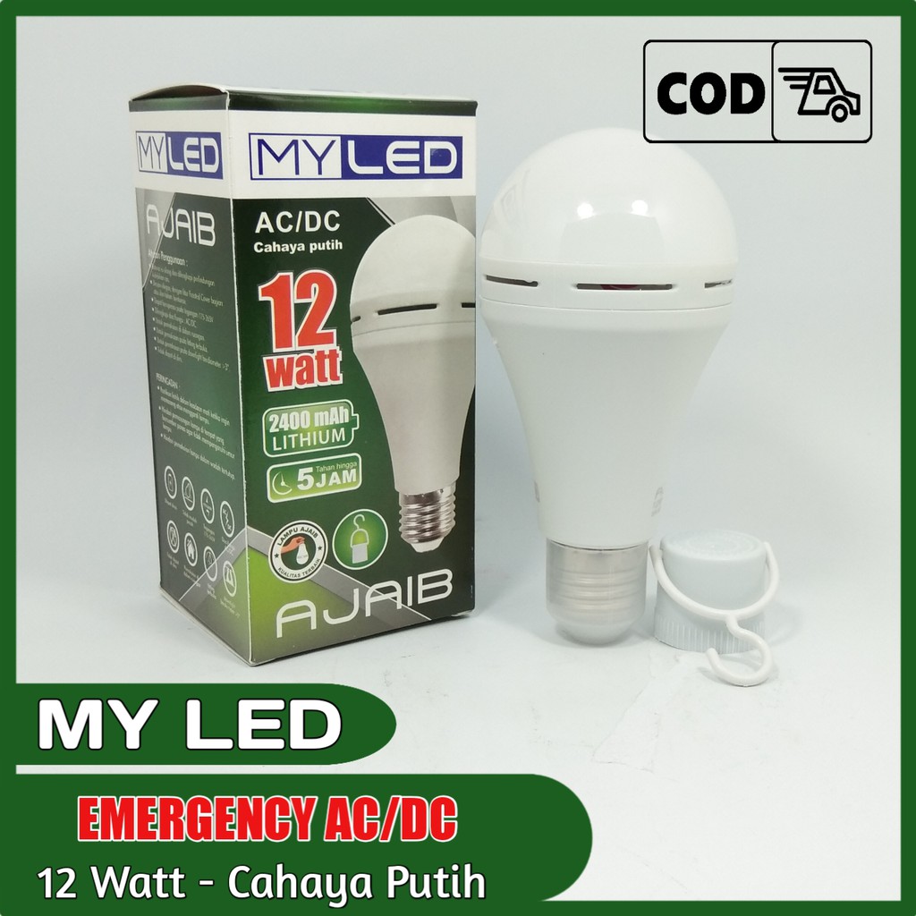 MYLED Ajaib Lampu LED Emergency AC/DC 12 Watt - Cahaya Putih