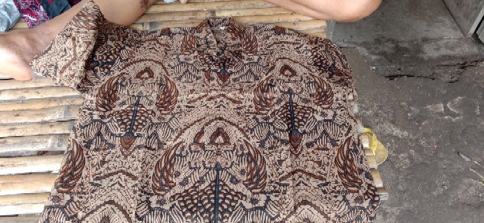 Kemeja Batik Pria Lengan Panjang Size M L Xl Xxl  Bswart Batik Hrb026 Kenongo Hem Panjang Padi