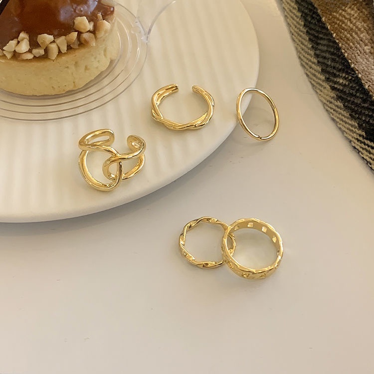 5pcs / Set Cincin Model Terbuka Dapat Disesuaikan