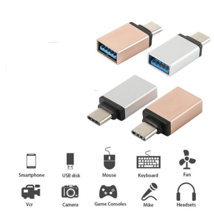 OTG Type C Converter USB Port to Type C Body Metal Besi Plug Connector - Random