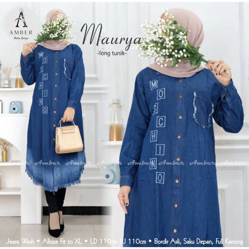 ATASAN JEANS WANITA 2022  MODERN  BAJU JEANS PEREMPUAN KEKINIAN TUNIK  DEWASA   TERMURAH TERBARU LEN