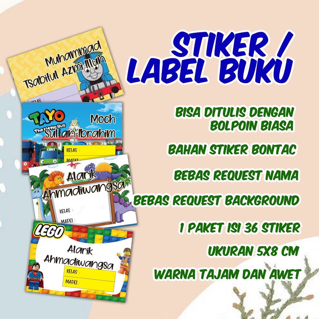 

ELDESIGN! STIKER / LABEL BUKU SEKOLAH CUSTOM BISA REQUEST DESAIN