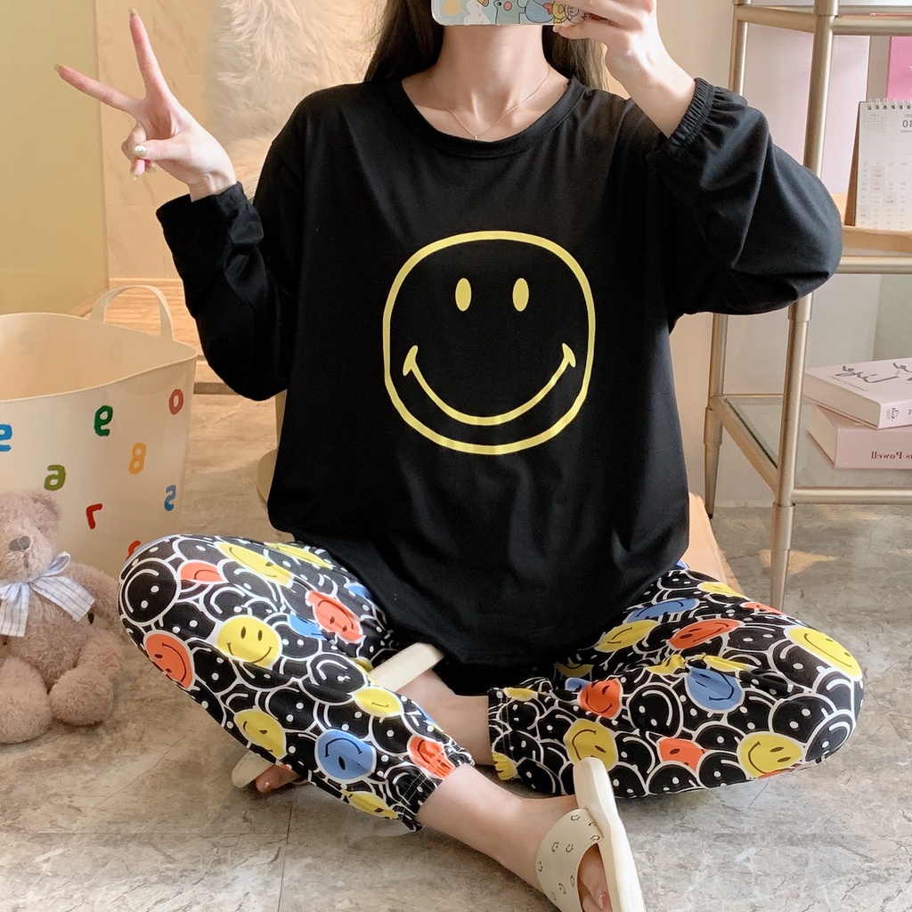 1128 STELAN BAJU KAOS TIDUR PIYAMA CELANA JOGER KEKINIAN PP SPANDEK IMPORT FASHION WANITA KOREA LENG