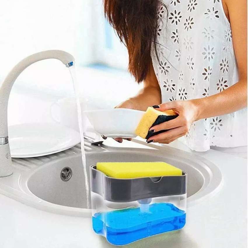 Dispenser Sabun 2 in 1 Cuci Piring Plus Spons / Tempat Sabun Cuci Piring