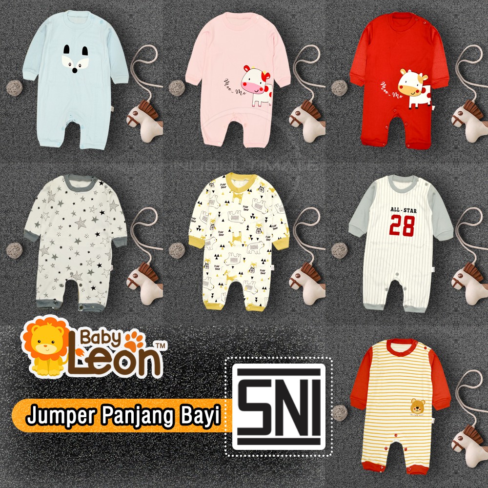 SNI BABY LEON Jumper Bayi Jumsuit kaos anak [0-6 Bln] GY-140 GY-141Jumpsuit Bayi Lengan Panjang