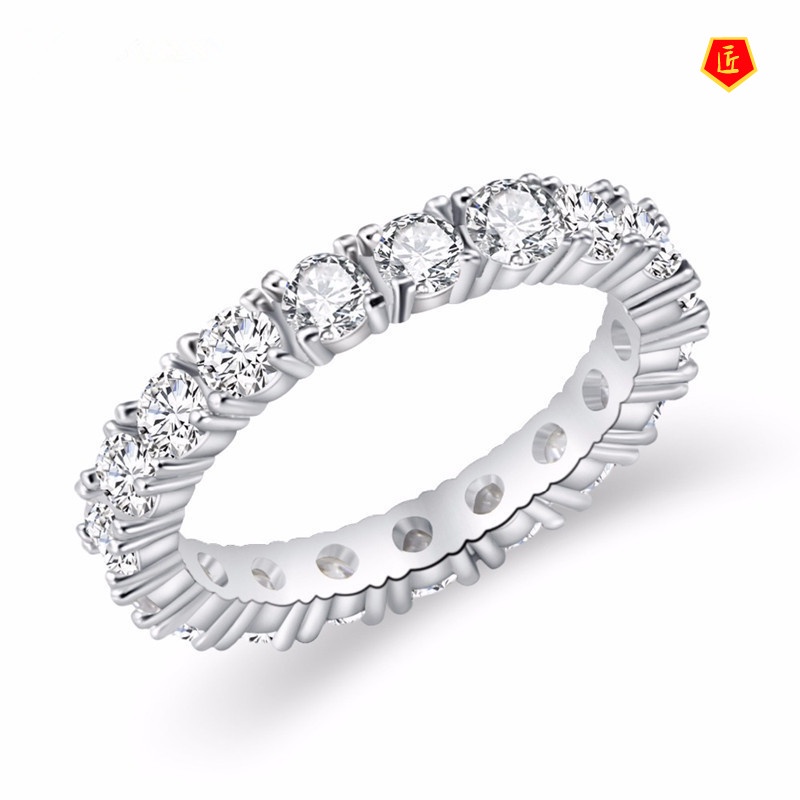 [Ready Stock]Fashion Single Row Full Diamond Ring Female Simple Personality