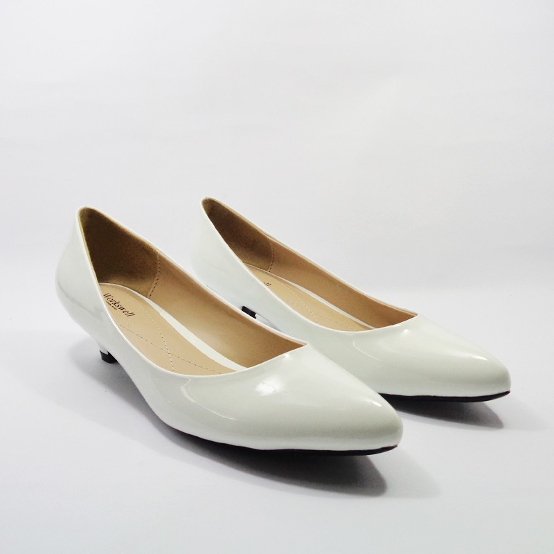 Workswell Sepatu Kerja Wanita Low Heels 3cm  6808 White Glosy