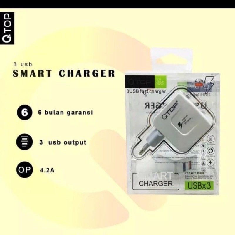 BATOK CASAN 2 OUTPUT KEPALA CHARGER QTOP BATOK CASAN 3 USB 3,1A 1USB 2USB 4USB QTOP BRAND ORIGINAL KUALITS BAGUS