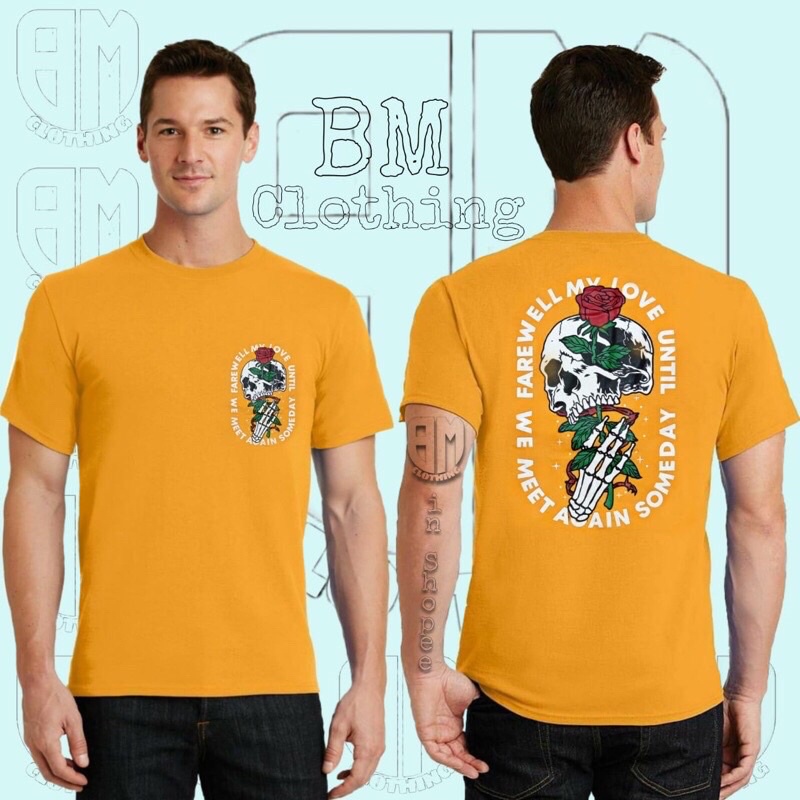 BAJU KAOS T SHIRT ATASAN DISTRO PRIA WANITA COWOK CEWEK SURFING SKATE GAMBAR TENGKORAK SKULL MAWAR