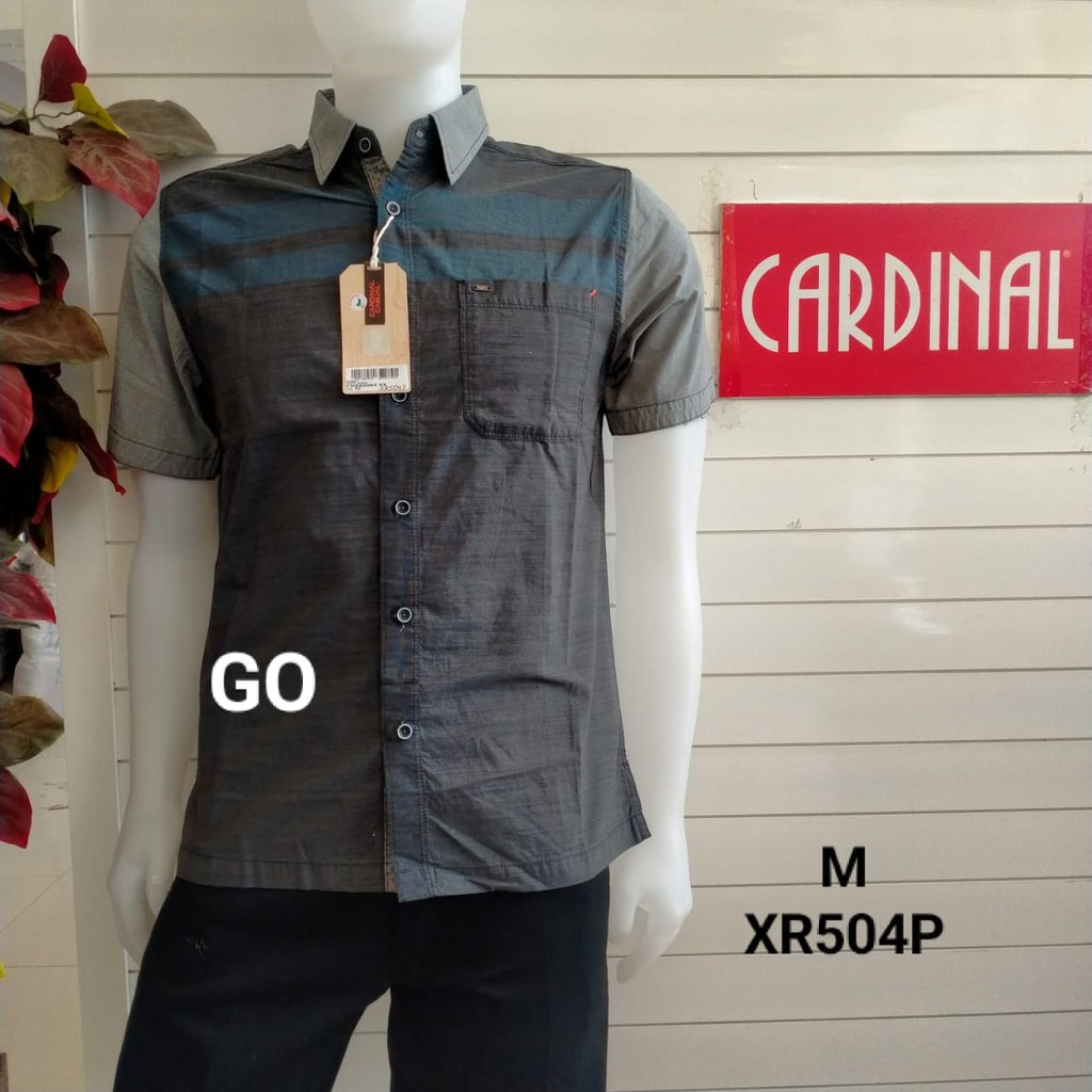 gof M CARDINAL KEMEJA CASUAL Pakaian Atasan Pria Kemeja Reguler Hem Casual Santai Lengan Pendek