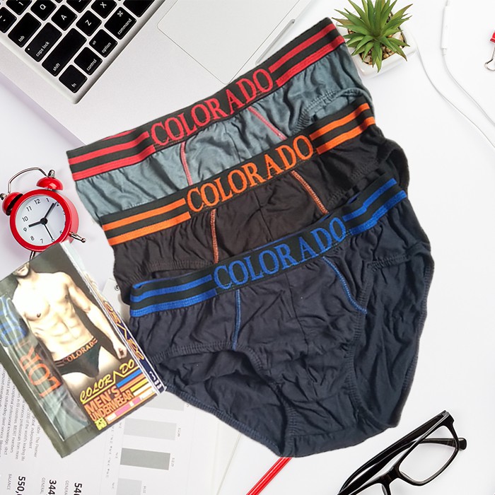 [3pcs] Celana Dalam Pria Katun Mens Brief Underwear Colorado Size M,L,XL