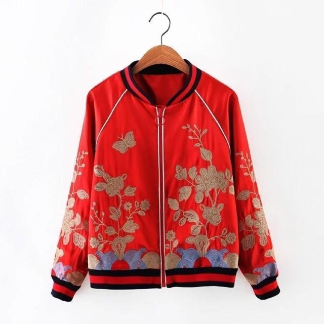 Ready stok Jaket bomber gucci red