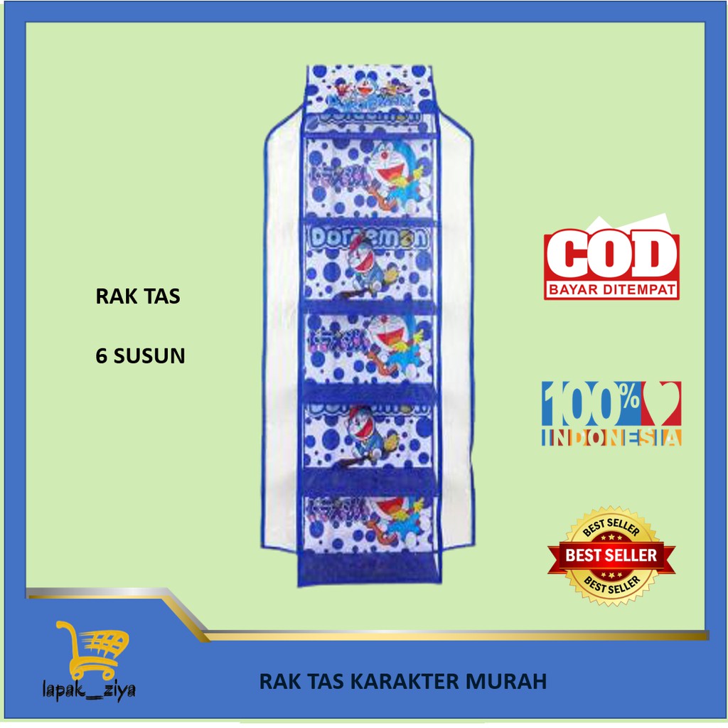 RAK TAS KARAKTER MURAH 6 SUSUN FULL RESLETING ALAS DUPLEK | RAK GANTUNG MURAH MERIAH