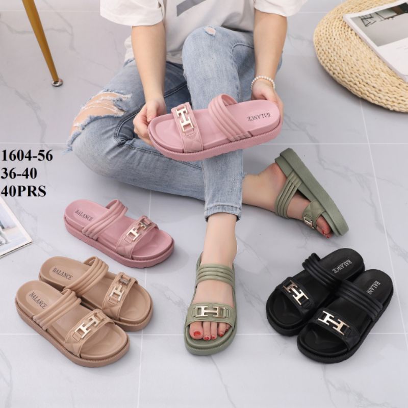 Sandal Selop Wedges Wanita Balance 1604-56