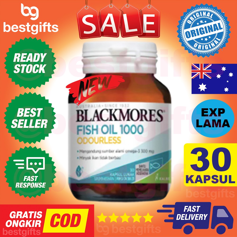 BLACKMORES ODOURLESS FISH SALMON OIL OMEGA 3 1000MG 1000 MG KALBE - 30 KAPSUL