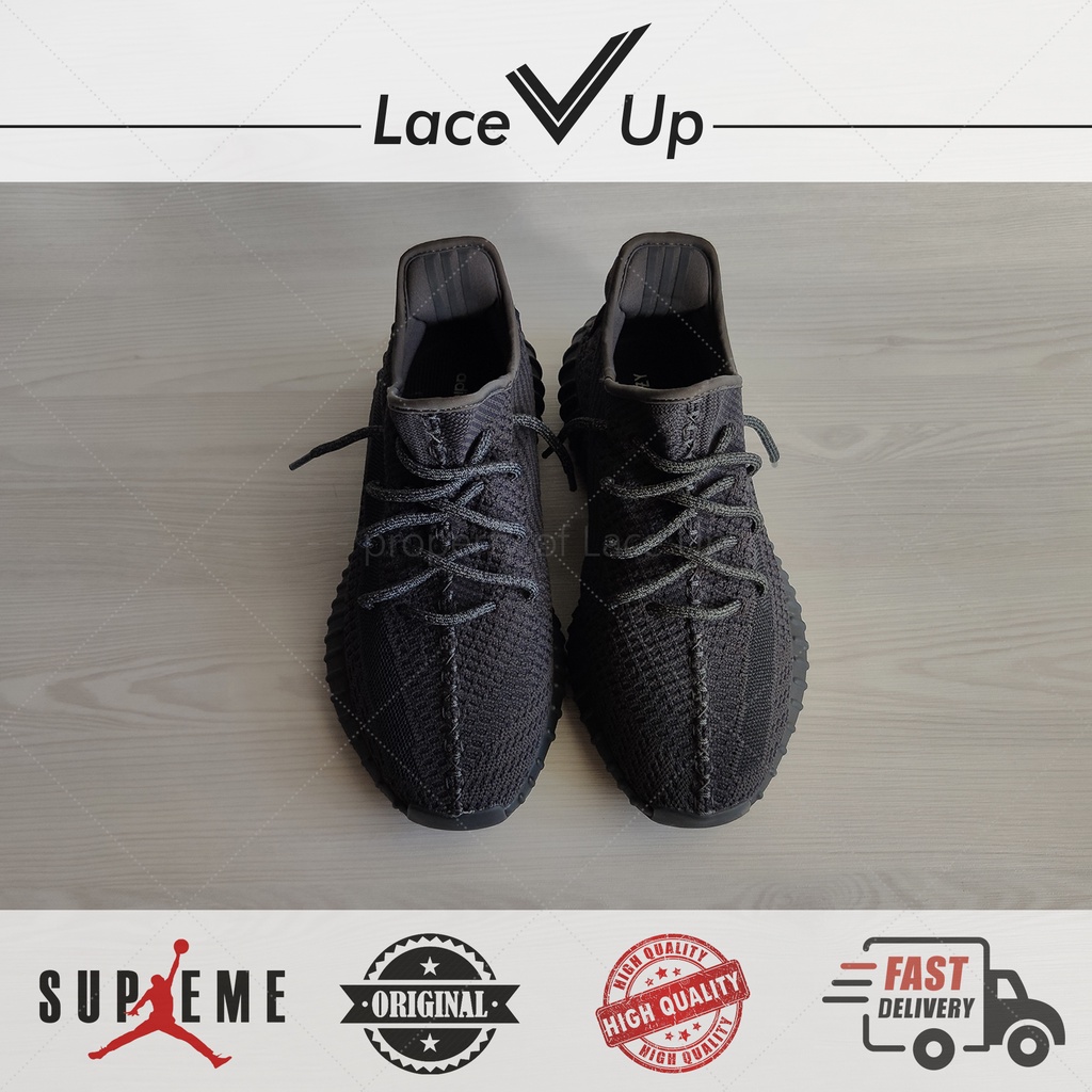 Tali Sepatu Reflective Yeezy 350 V2 Static Black Shoelace - Black/Grey