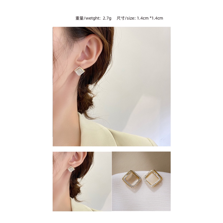 Korea busur geometris persegi elegan hitam fashion sterling silver jarum stud anting-anting sederhan