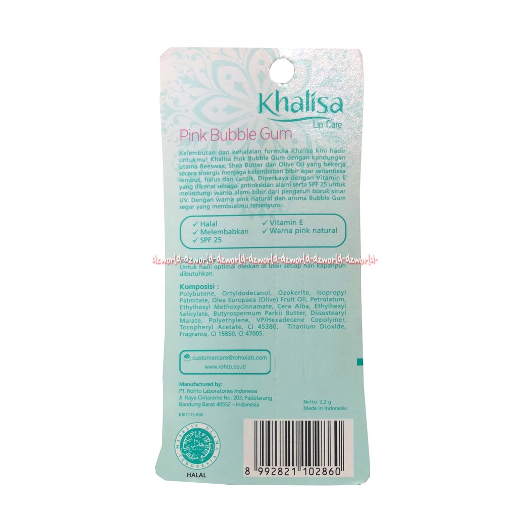 Khalisa Lip Care Pink Bubble Gum Vitamin E Lipgloss Kalisa Lipcare Lip Gloss kalisha Pelembut Pelembab Bibir Warna Pink