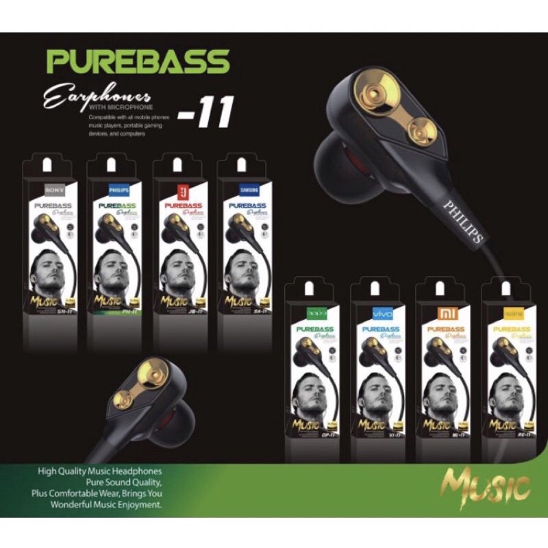 JAYALARIS Headset Branded Pure Bass JB11 / HF Branded Merek