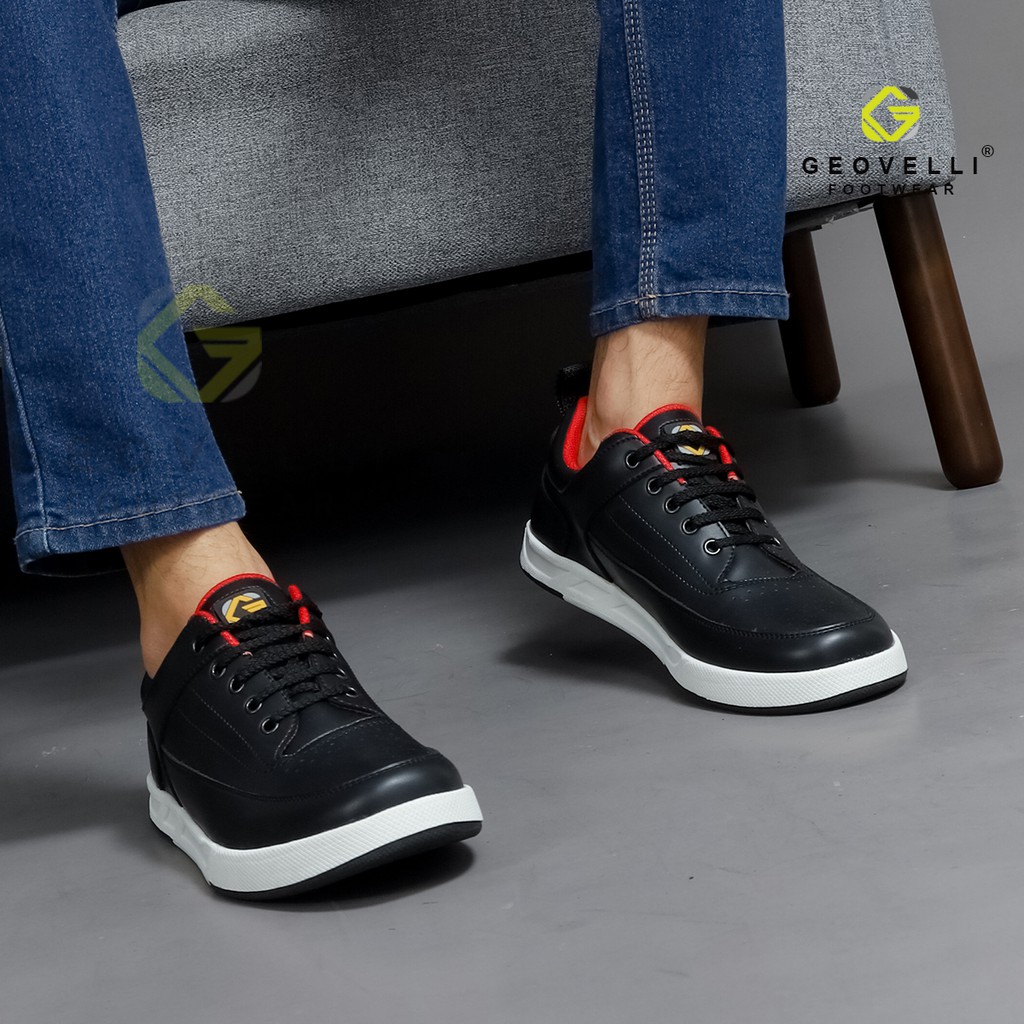 Sepatu Sneaker Pria Hitam Keren Gvl. Geovelli Sepatu Sneaker Pria Cocok Untuk Sekolah Kuliah Kerja