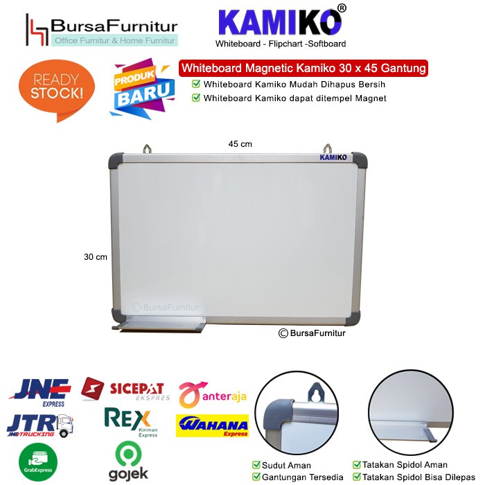 

Papan Tulis Whiteboard Magnetic Kamiko Ukuran 30x45 Gantung