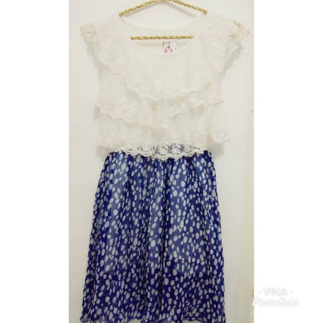 Mini dress Chiffon Kombinasi Brukat